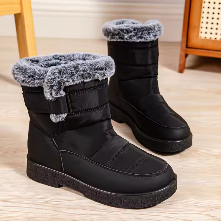 Botas De Invierno Para Mujer Talla Grande 44 Impermeables Con Peluche Grueso Botines De Nieve Con Correa De Ganchillo Y Plataforma Antideslizante - 1