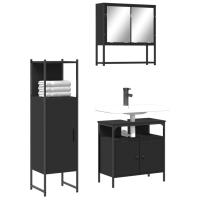 vidaXL Set de muebles de baño 3 pzas madera contrachapada en color Gris sonoma/Roble Sonoma/Roble ahumado y más | almacenamiento funcional diseño moderno para baño dormitorio sala - details 3