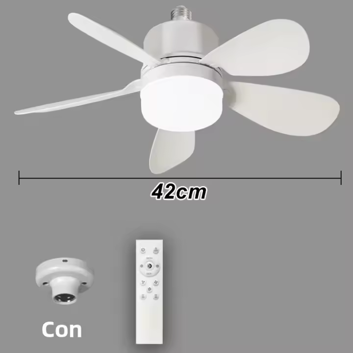 Ventilador De Techo 16 Pulgadas 2-en-1 Con Luz Y Control Remoto Luz Dimmable E27 Soporte Para Dormitorio Sala De Estar Cocina Oficina Baño - 1