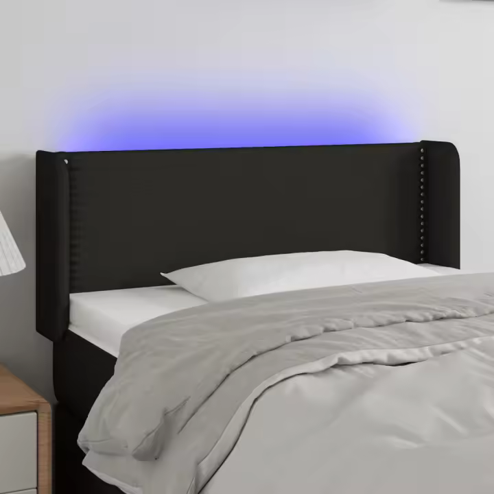 vidaXL Cabecero con LED de tela negro 83x16x78/88 cm - 1