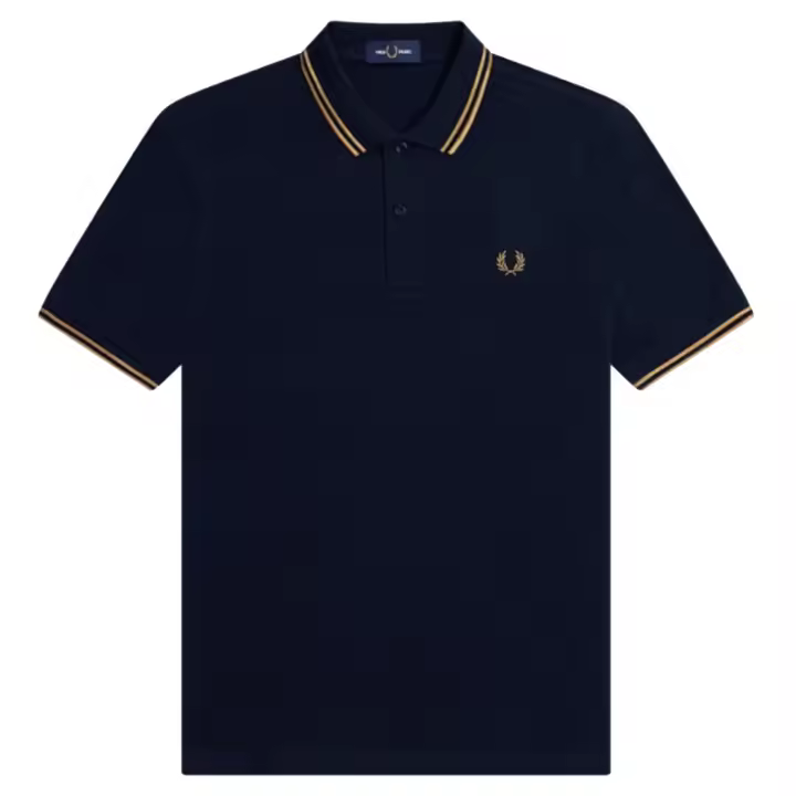 Fred Perry Slim Fit Twin Tipped Polo Navy / Dark Caramel / Dark Caramel - 1