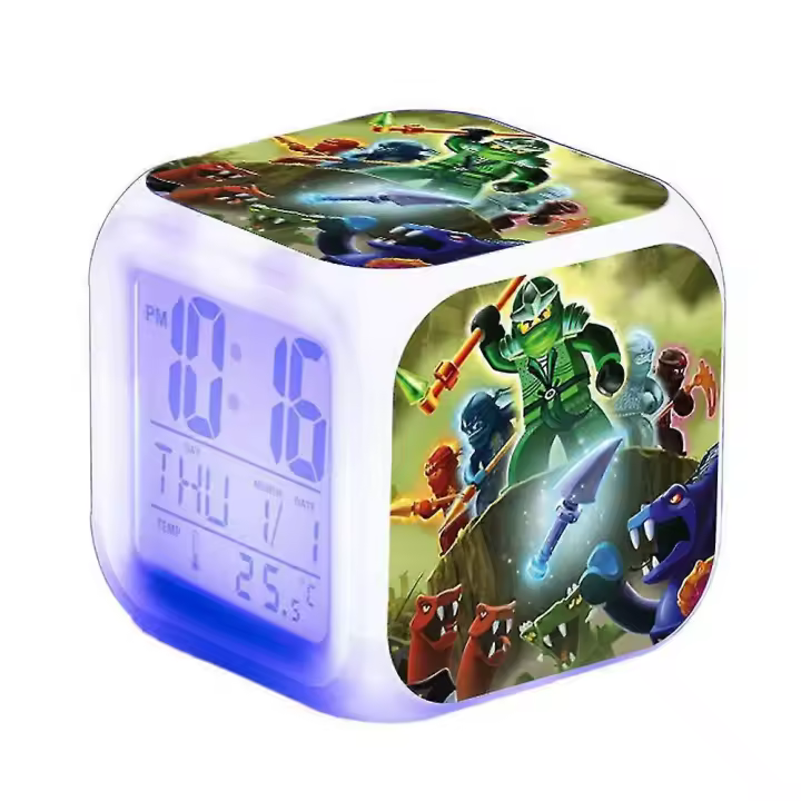 Ninjago LED reloj despertador Digital 7 Luz color creativo dormitorio decoración con tiempo, temperatura, alarma, regalo para niños regalos - 1