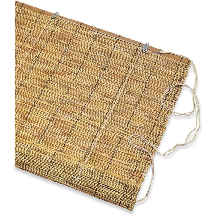 Cocinas Terrazas Pabellones Cortina De Madera Estor Enrollable, Color Natural Transmision De Luz Estores para Ventana De Caña, Respirable Cortinas Opacas, para Apto para Verano, Fresco Y Cómodo - 1