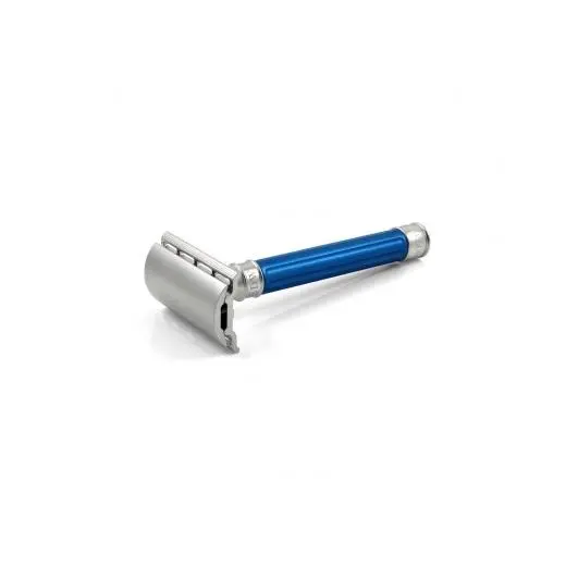 Maquinilla Clásica de Afeitar Acero Inoxidable Grooved Azul Edwin Jagger - 1