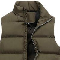 Chaqueta Sin Mangas De Talla Grande Para Hombre En Color Sólido Con Bolsillos Cálida Chaleco De Cashmere Y Poliéster Para Uso Diario En Otoño E Invierno - details 1