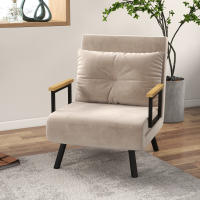 HOMCOM Sofá Cama Individual Plegable Silla Cama Convertible 3 en 1 con Respaldo Ajustable de 5 Niveles y Almohada Acolchada para Oficina Dormitorio Salón Carga 120 kg 63x73x81 cm Azul/Beige - details 1
