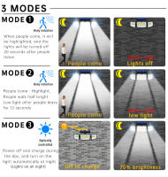 Luz Solar Exterior Ajustable Con 3 Cabezas Y 3 Modos Sensor De Movimiento Inalámbrico Impermeable 167 LEDs Luz De Punto Y Ancho - details 9