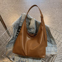 Bolso De Hombro Vintage Para Mujer Con Gran Capacidad Y Correa Cruzada Retro Tote Para Comunicación Material PU Sólido - details 2
