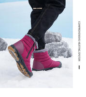 Botas De Invierno Para Hombres Y Mujeres Con Punta Ancha Y Suela De Goma Botines De Nieve Con Lining De Plush Abrazadura Media Para Senderismo - details 17