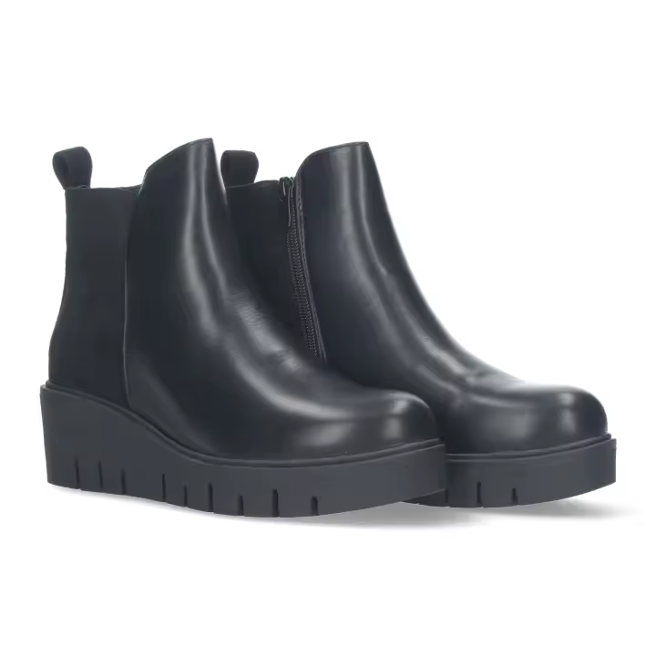 Botines elegantes cómodos de cuña para mujer color negro ZS-106 - 1
