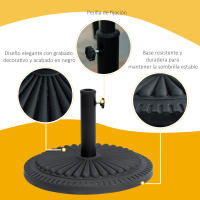 Outsunny Base para Sombrilla de Jardín Peso Neto 15 kg Soporte de Parasol Apto para Postes de 35mm/38mm/48mm Rellena de Cemento Metal para Terraza Exterior Ø49x32 cm Negro - details 3