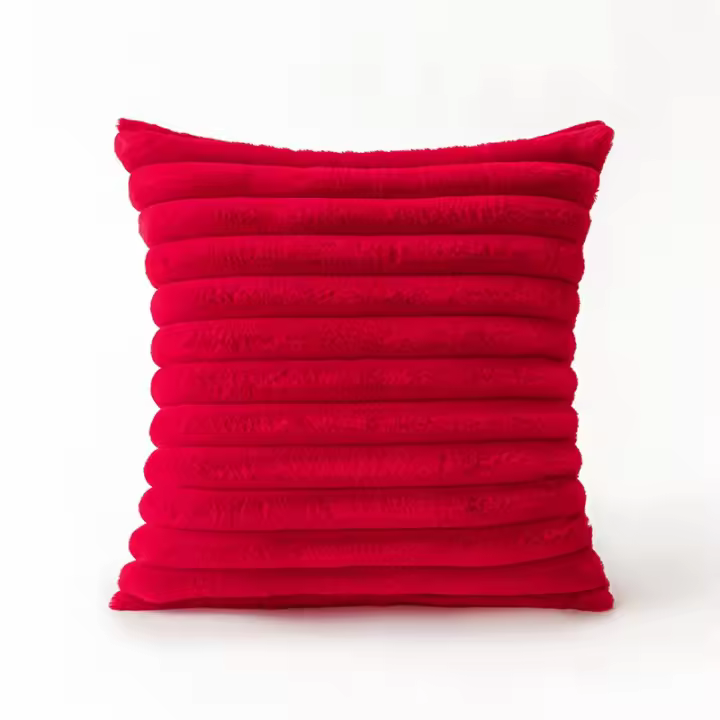 Inyahome Fundas Para Cojines De Peluche Roja De Conejo 2 Piezas 30x50cm 45x45cm Decoración Navideña Para El Hogar Suaves Y Cómodas - 1