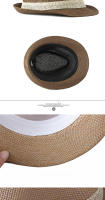 Sombrero De Paja Sólida Para Hombre Y Mujer Sombrero De Playa Al Aire Libre Sombrero De Sol Tejido Con Rayas Con Hebilla Casual Sombrero De Panamá Fedoras - details 6