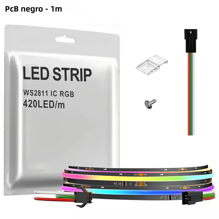 Tira De LED COB RGB+IC WS2811 Addressable 420LEDs/m Color Sueño Alta Densidad Flexible RA90 Luz LED FCOB Para Sala De Estar Y Dormitorio - 1