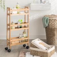 STARLEY- Carrito Estrecho de bambú de 3 Pisos con Ruedas，36x15x74.5cm - details 1