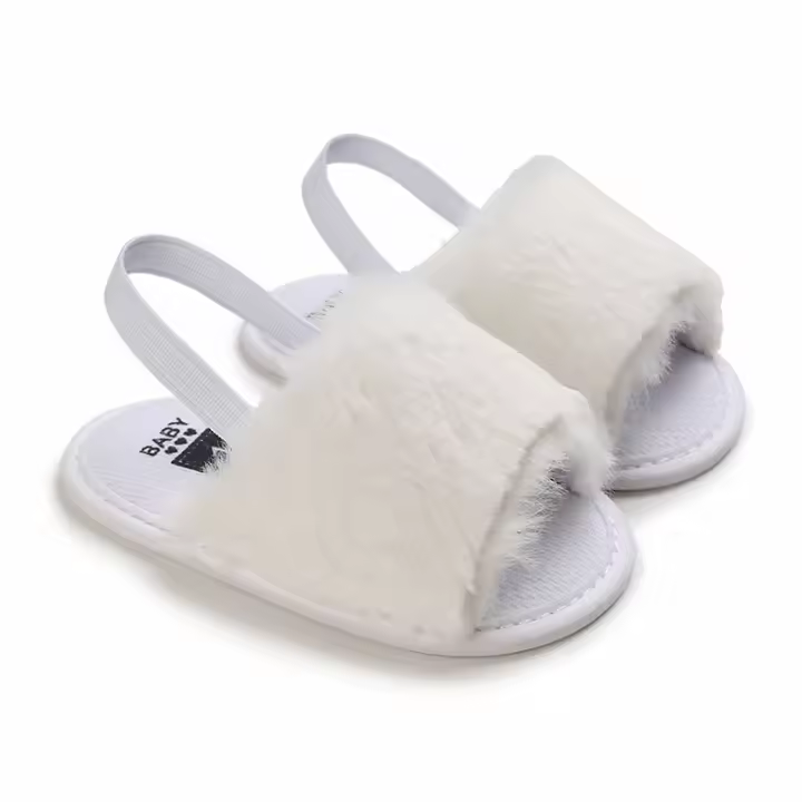 Sandalias Clásicas Para Bebés De Mujer Suaves Y Transpirables Zapatos De Piel De Conejo Con Cordones Cierre Elástico Estilo Princesa - 1