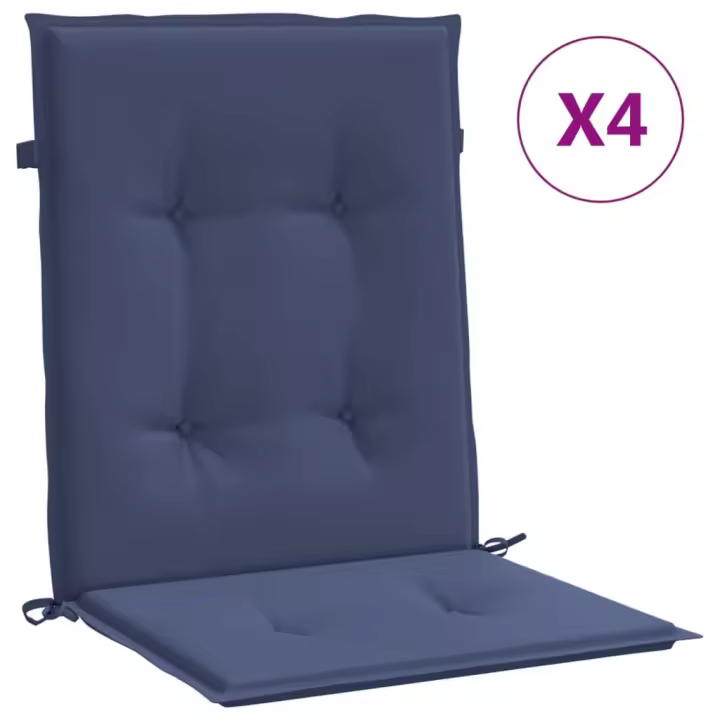 vidaXL Cojines para silla con respaldo bajo 4 uds tela Color Azul y blanco,  Verde y rosa,  Blanco y verde y mas Cojín Decorativo de Asiento Cojines de muebles de salon - 1