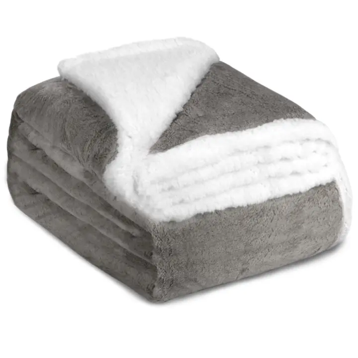 Manta Grande Caliente, Cómoda, Multiusos para Cama, Sofá Manta Borreguito Color Aleatorio Sherpa Reversible 130*160 cm. Aleatory color. - 1