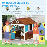 Outsunny Casa de Jardín Infantil Casa de Madera para Niños con Puerta Ventanas Jardineras y Soportes de Flores 114x126,4x135 cm - details 4