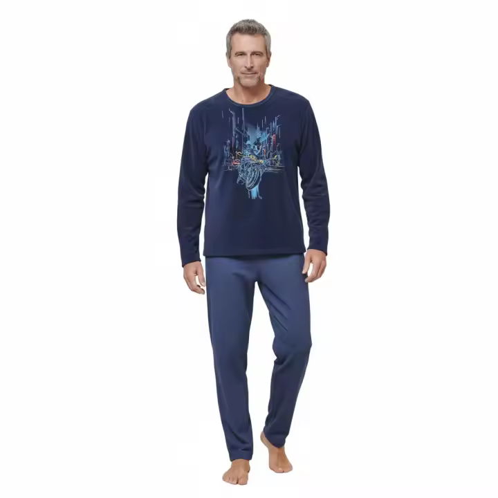 MASSANA pijama hombre invierno algodón moto marino P751325 - 1