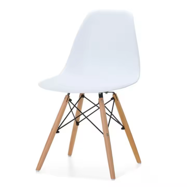 ORION91 Silla ORION91 Polipropileno Color Blanco y Patas en Madera Haya 46,5 x 48 x 82 cm Comedor Oficina Salón Teletrabajo Cocina – SpazioLuzio - 1