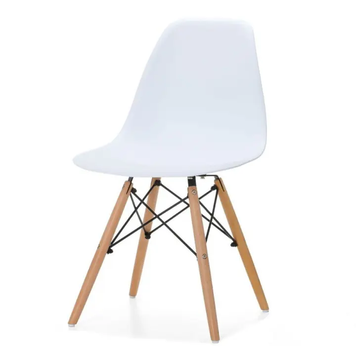ORION91 Silla ORION91 Polipropileno Color Blanco y Patas en Madera Haya 46,5 x 48 x 82 cm Comedor Oficina Salón Teletrabajo Cocina – SpazioLuzio - 1