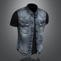 Chaleco De Mezclilla Casual Para Hombre Estilo 2025 Moda Elegante Color Sólido Con Hebilla Alta Calidad Boutique Todo Incluido - details 2
