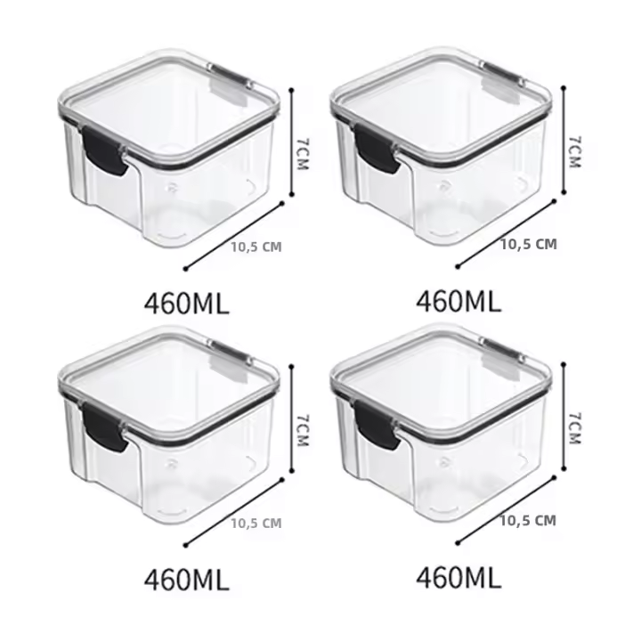 Juego De 5 Jars De Almacenamiento De Alimentos Sellados En Plástico Transparente Organizador De Cocina Multigrano Piletas Pilaables Resistentes Al Calor Y La Humedad Para Granos Secos Y Alimentos - 1