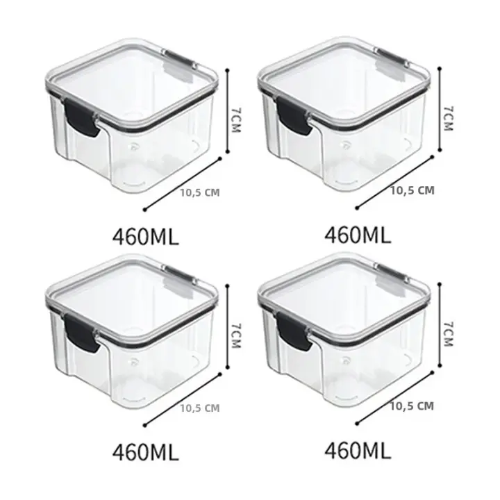 Juego De 5 Jars De Almacenamiento De Alimentos Sellados En Plástico Transparente Organizador De Cocina Multigrano Piletas Pilaables Resistentes Al Calor Y La Humedad Para Granos Secos Y Alimentos - 1