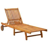 vidaXL Tumbona de jardín con cojín madera maciza de acacia Antracita, Gris, Crema Sillas de Exterior Ideal para jardín, playa, piscina, terraza Tumbona Piscina Tumbonas Playa Tumbonas Jardín Exterior - details 1