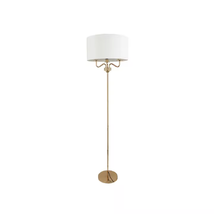 LAMPARA DE SUELO METAL DORADO PANTALLA BEIGE HM111106 FIJALO - 1