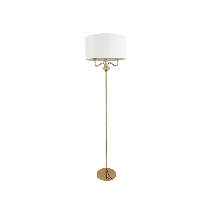 LAMPARA DE SUELO METAL DORADO PANTALLA BEIGE HM111106 FIJALO - 1