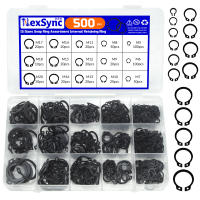 Kit De 250/500 Piezas De Clips De Anillo Negro De Acero Inoxidable M5 a M20 Retenedor De Rodamiento Para Eje 65mn Circlip Externo Tipo C - details 0