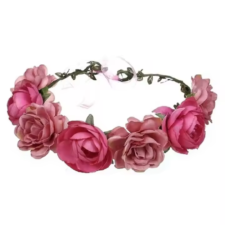 Diadema Floral Ajustable Para Mujer Coronación De Flores Guirnalda De Cabeza Para Boda Festival Fiesta Vacaciones Fotografía Accesorios - 1