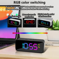 Reloj De Alarma Digital RGB Con Pantalla Grande Y Grabación De Tres Tipos De Sonido Modo Sueño Control Por Voz Moderno Estilo Cuadrado - details 7