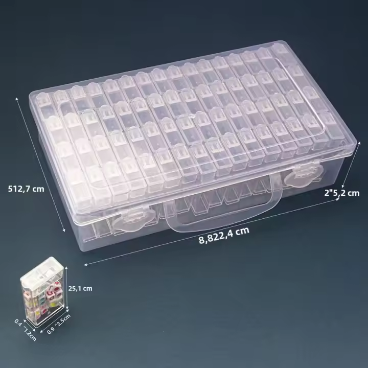Caja Organizadora De Diamantes Y Encantos Para Pintura Caja De Almacenamiento Con 64 Ranuras Accesorios De Joyería Y Suministros De Arte - 1