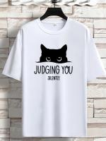 Camiseta De Verano Para Hombre 100% Algodón Suave Y Transpirable Con Estampado De Gato Casual Deportiva Corta Manga Redonda Cuello Redondo - details 5