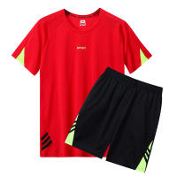 Conjunto Deportivo De Verano Para Hombres Moda Transpirable Secado Rápido Color Sólido Estilo Casual Cuello Redondo Grande - details 8