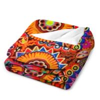 Manta Grande Y Cómoda De Tamaño Rey Estilo Vintage Arte Folclórico Huichol Colorido Mexicano Manta De Terciopelo Coral Para Adultos - details 2