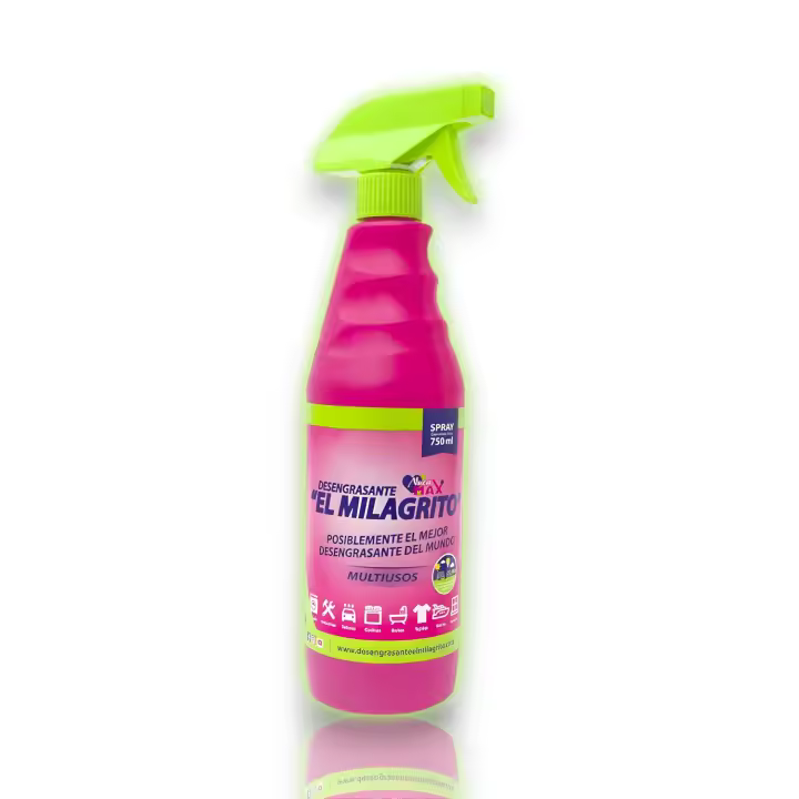 El Milagrito Desengrasante Multiusos 750ml Spray - Quita Manchas de Ropa de Color Solido - Disuelve la Grasa Difícil - Ideal para Baños, Cocinas, Talleres y Embarcaciones - Pack de Unidades  Combo 750ml + 1000ml - El Milagrito. - 1