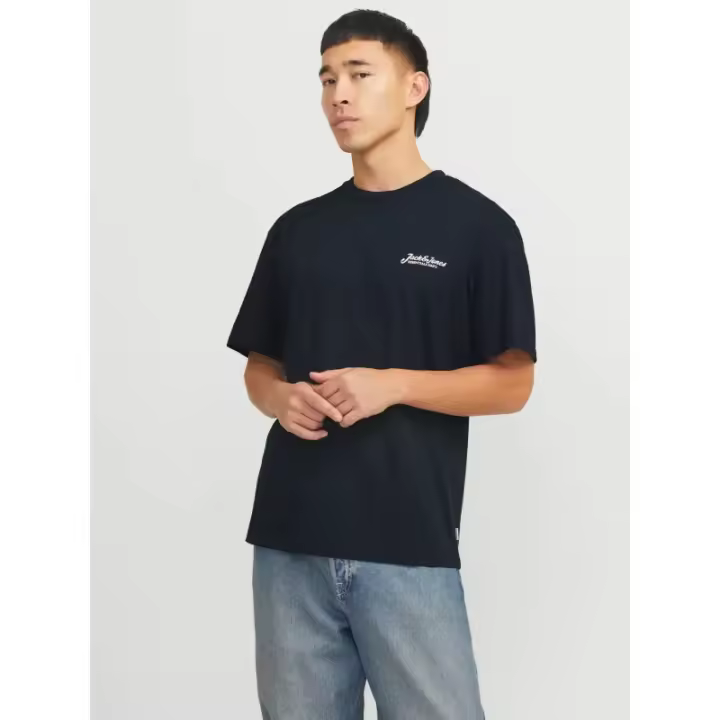 Jack&Jones - Camiseta Hombre - Manga Corta con Logo - Azul Marino - Corte Relaxed - 1