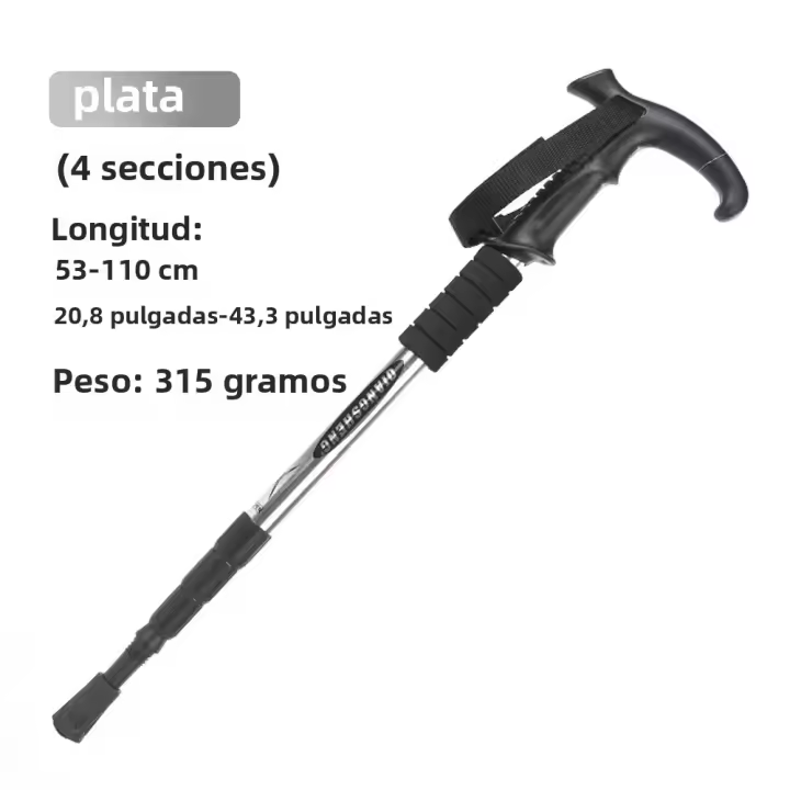 Bastón De Caminar Plegable Portátil Para Senderismo Y Camping Con 5 Secciones Manija Antideslizante Y Punta De Goma Material De Aluminio Para Ancianos Y Trekking - 1