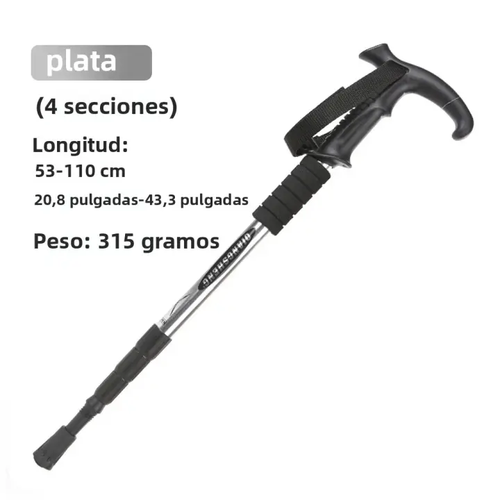 Bastón De Caminar Plegable Portátil Para Senderismo Y Camping Con 5 Secciones Manija Antideslizante Y Punta De Goma Material De Aluminio Para Ancianos Y Trekking - 1