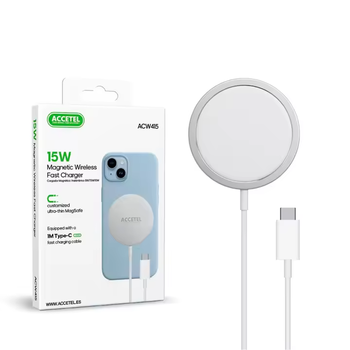 Cargador Inalámbrico Magnético con Carga Rápida 15W ACW415 ,MARCA ACCETEL - 1