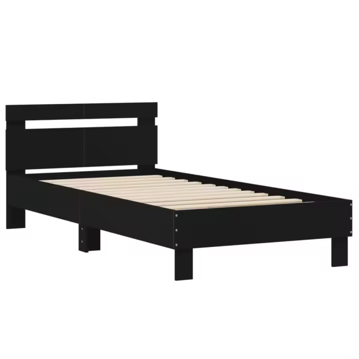 Estructura cama sin colchón con cabecero metal blanco 90x190 cm - 1