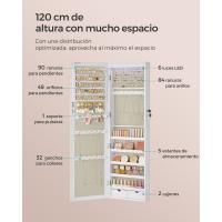 Espejo joyero de pared con luces led, armario organizador de joyas con cierre, espacio para pendientes y collares, disponible en blanco, negro, o roble - details 4