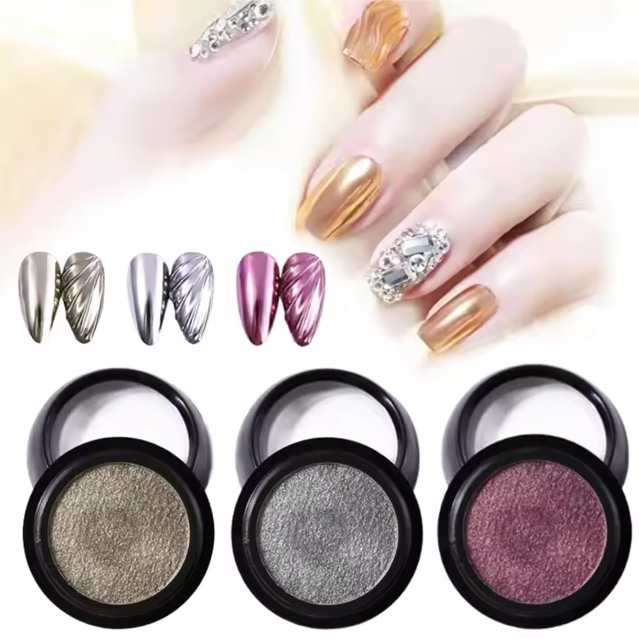 Polvo para uñas sólido superbrillante con efecto espejo, polvo para uñas sólido superbrillante, polvo para uñas de color cromado, polvo para uñas metálico con efecto espejo superbrillante, para diseño de uñas artísticas (02+03+19) - 1