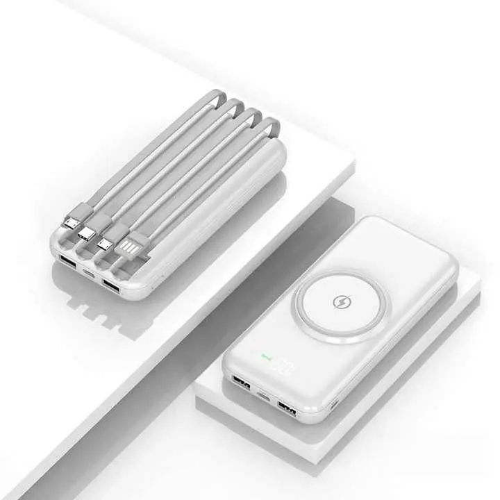 Banco de energía de 10000 mAh, cargador portátil externo con cable integrado y 4 salidas, compatible con iPhone, Samsung, Huawei y tableta, ideal para viajes. - 1