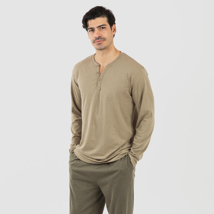 TRAMAS+ Pijama Botones de Hombre con Manga Larga y Pantalón Largo, Primavera y Otoño, Conjunto de Ropa para Dormir