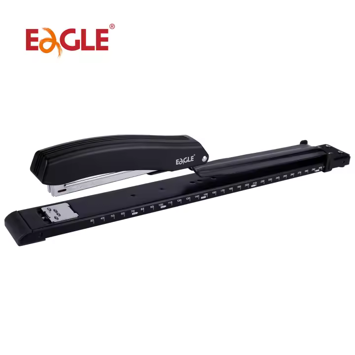 Eagle Stapler Con Brazo Largo Y Regla Integrada Guía De Papel Ajustable Anvil Rotativo Suministros De Encuadernación Para Escuela Y Oficina Material Metálico Tamaño Normal - 1